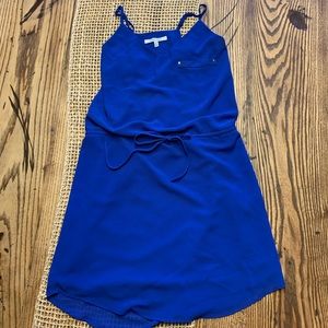 Blue dress with mid waist tie